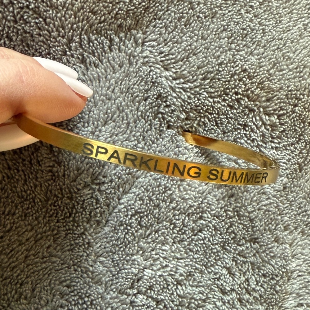 Swiftie Engraved Bracelet Sparkling Summer Gold Cuff Adjustable Taylor Swift